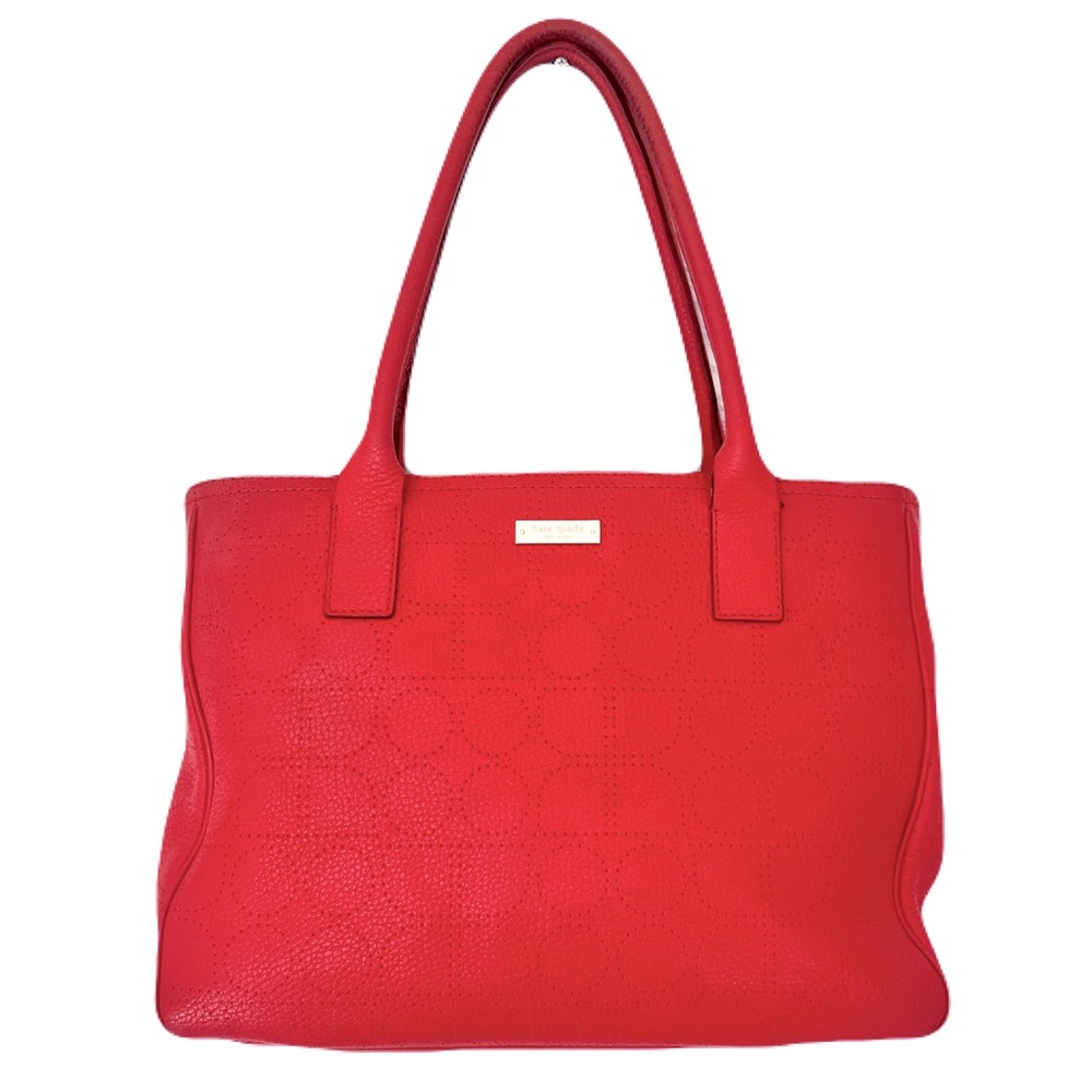 Kate Spade Coral Perforated Pebbled Leather ‘York Street Noel Rue’ Tote